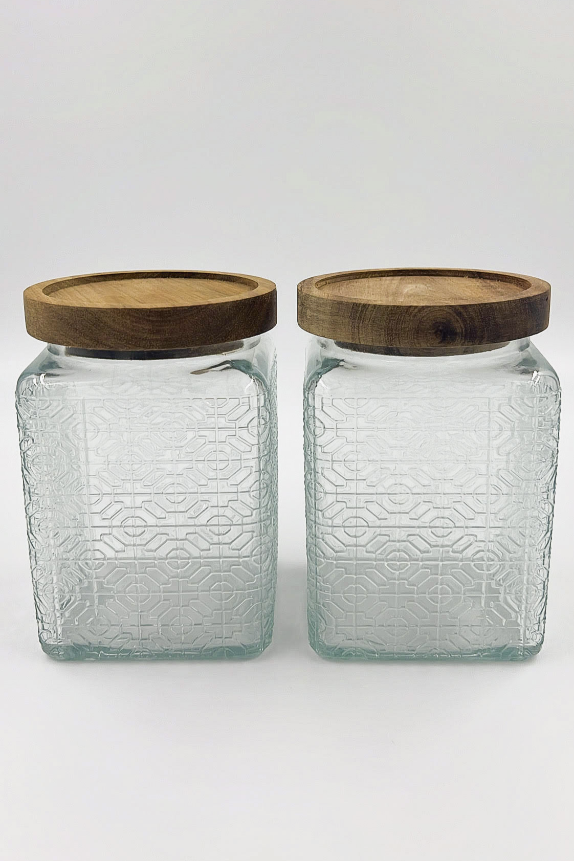 Embossed Glass Storage Jar - Yesteryear - 700ml - 2 Set