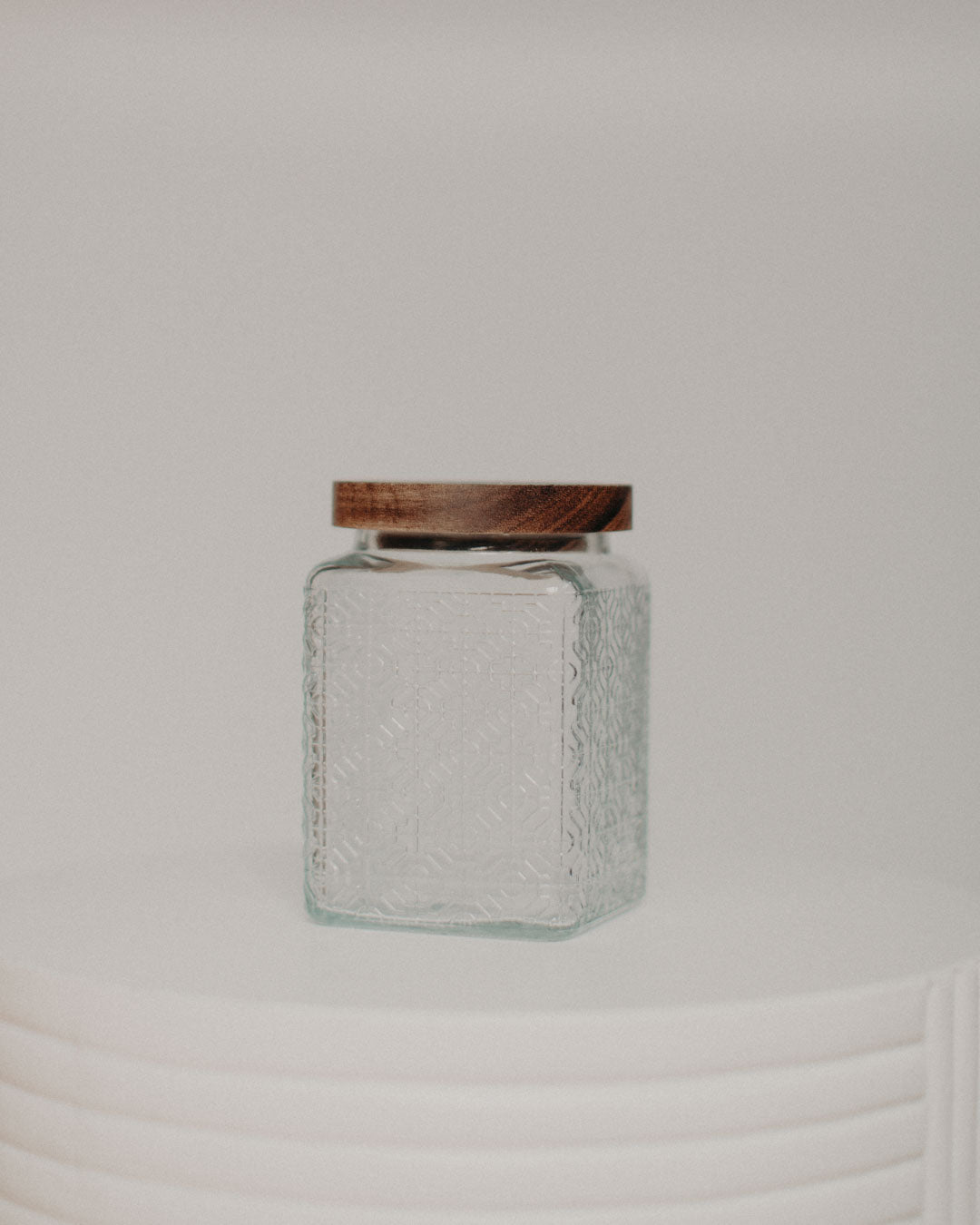 Embossed Glass Storage Jar - 700ml