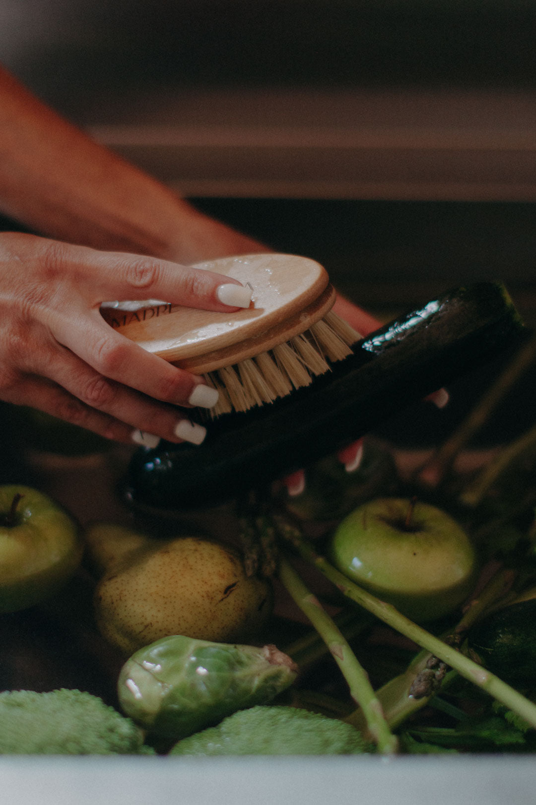 Biodegradable Vegetable Brush - Oval Bamboo