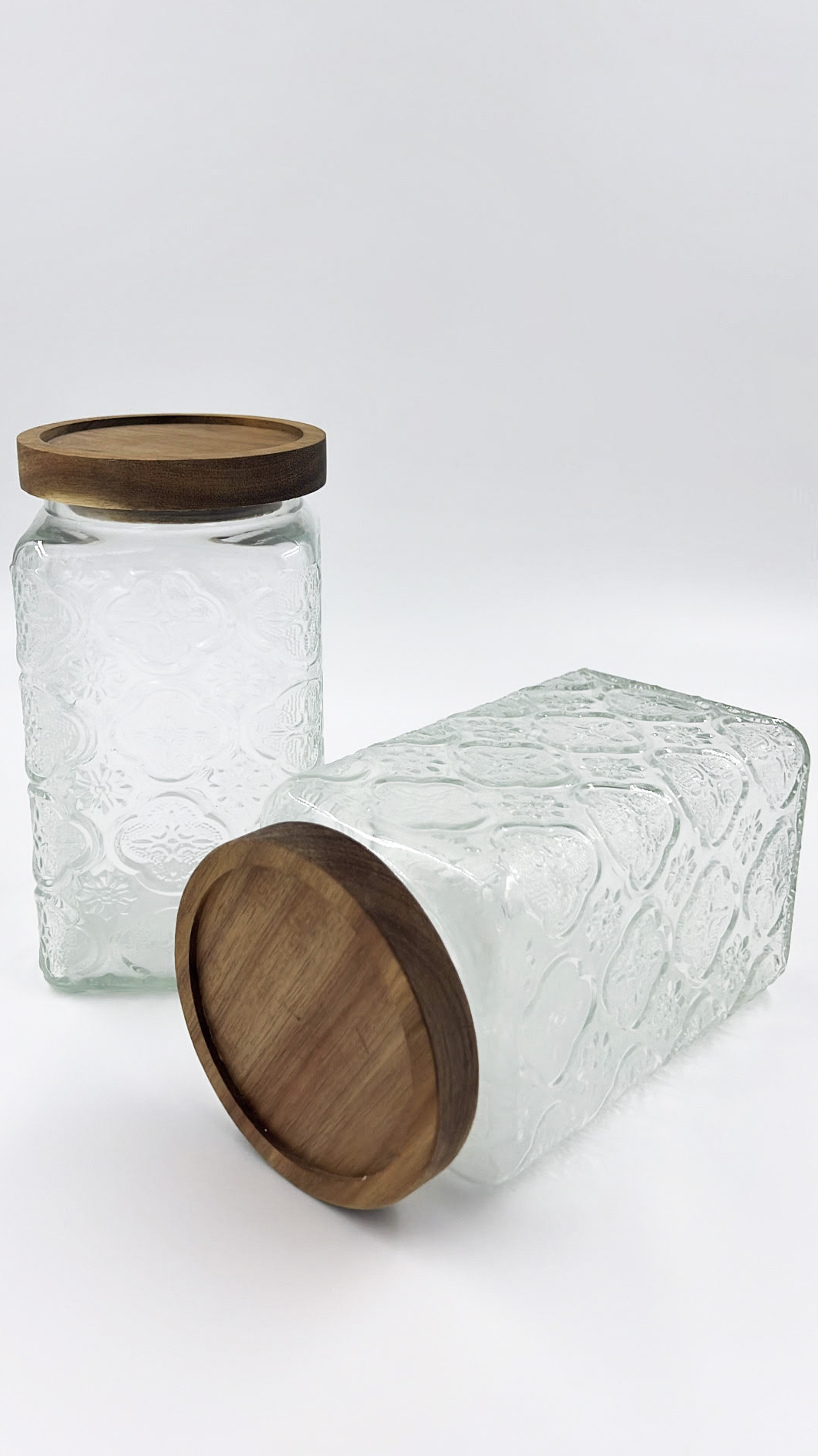 Begonia Embossed Glass Storage Jar - 100 ml