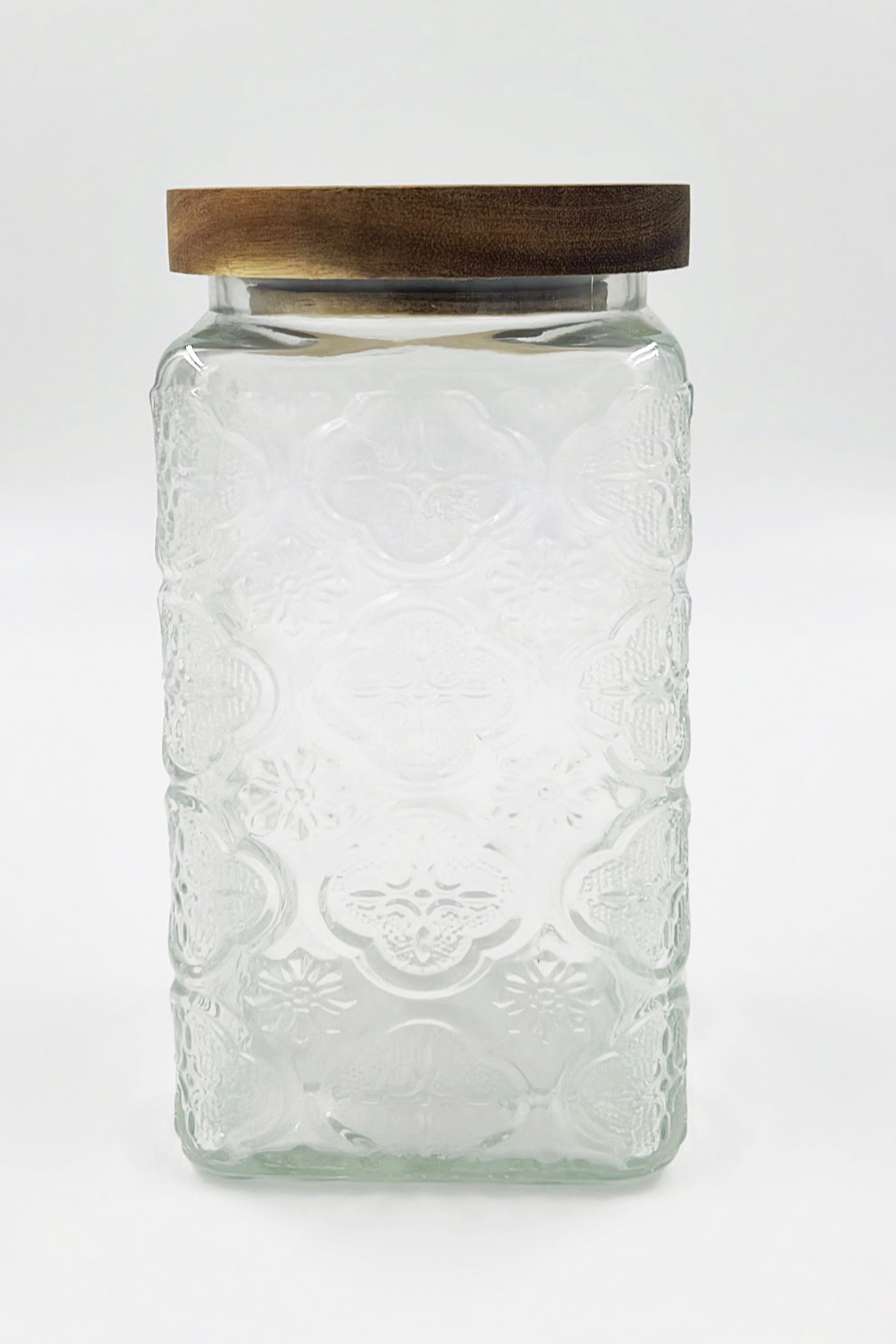 Begonia Embossed Glass Storage Jar - 100 ml