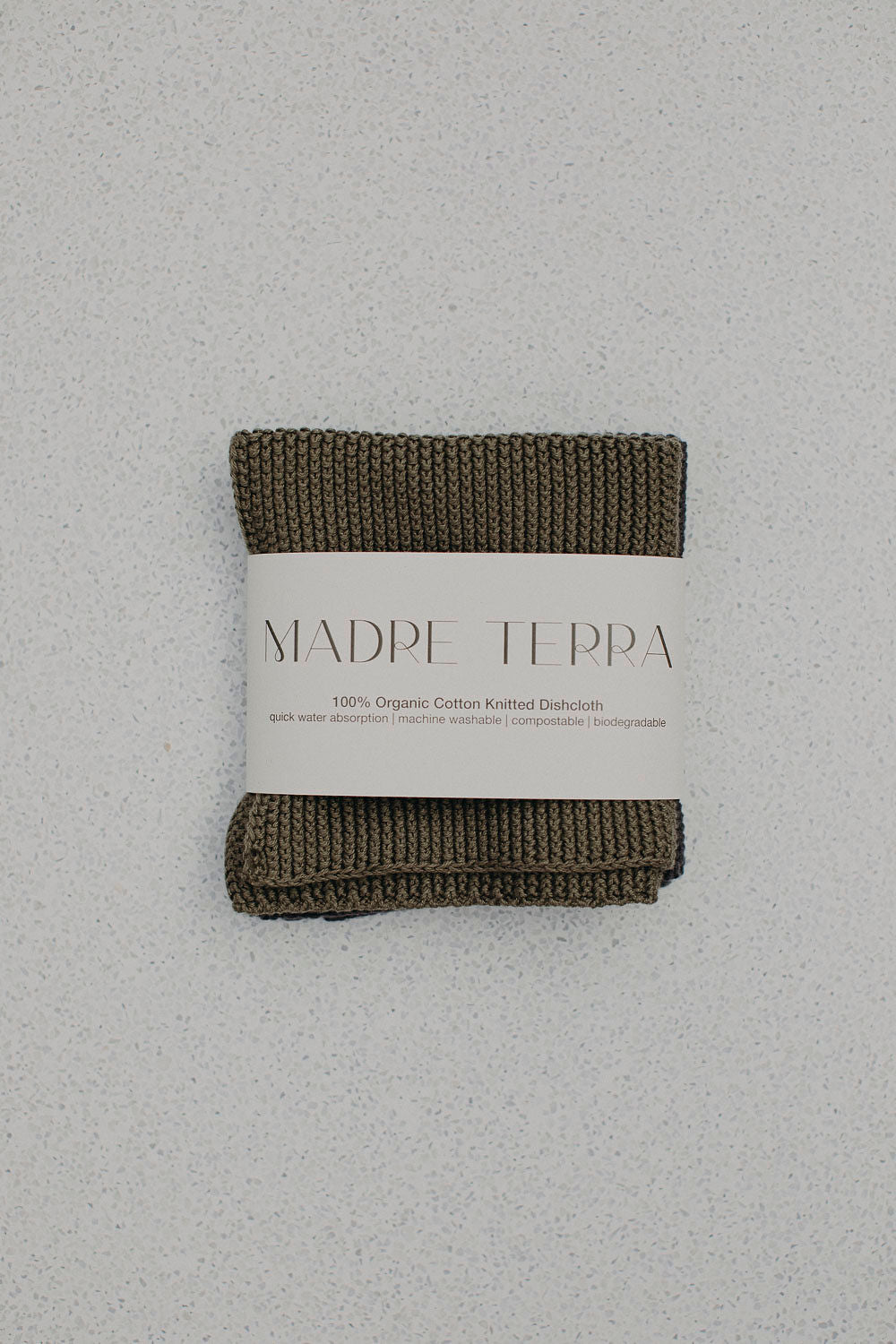 Knitted Dish Cloths - 2 Pack in Olive & Graphite | 100% GOTS Organic Cotton